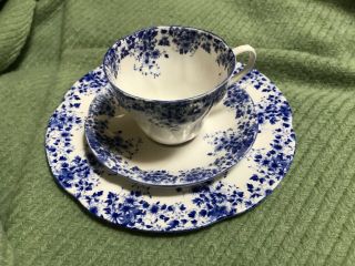 Royal Albert Dainty Blue Tea Cup & Saucer Plate Trio