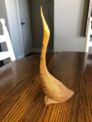 Vintage Hand Carved Wood Bird Crane