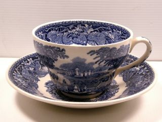 Antique Blue And White Porcelain Cup And Saucer Mason 
