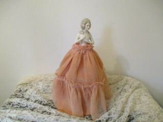 Antique Porcelain Victorian Lady Doll Metal Form Lamp Shade