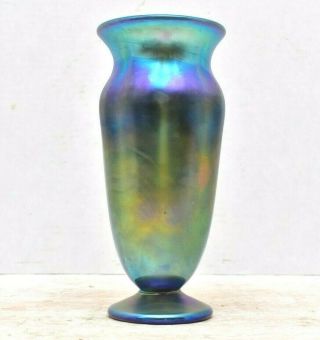 Vintage Rick Strini Studio Art Glass Vase Iridescent Multi Luster Signed 8.  5 "