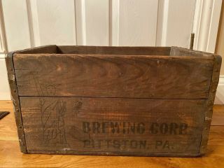 Vtg Liberty Brewing Company Beer Wood Crate Wooden Box Bottles Ale Pittston Pa