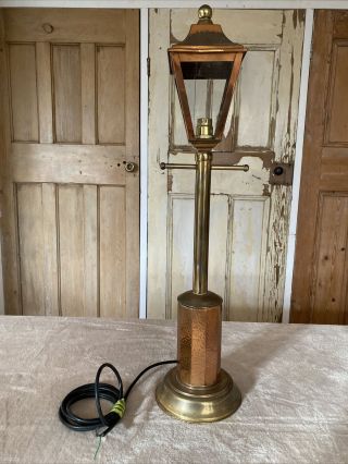 Vintage Copper And Brass Lamp Streetlight Style Table Lamp Light