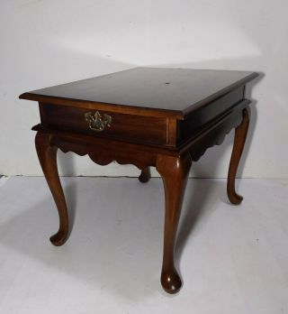 Vintage Mersman Mahogany Wood Queen Anne End Table Dovetailed Drawer