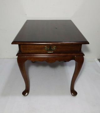 Vintage Mersman Mahogany Wood Queen Anne End Table Dovetailed Drawer 2