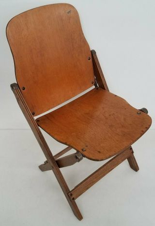 Vintage Us American Seating Co.  Plywood & Oak Folding Chair Dr