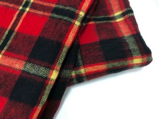 Vintage 60s Pair Set 2 Twin Red Black White Plaid Wool Camp Blankets 2