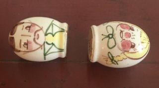 Rare Vintage 1950 ' s Gayet Hand Painted California Pottery Salt & Pepper shakers 3