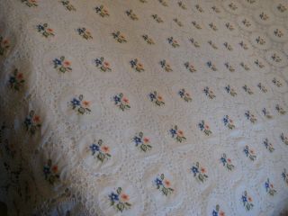 Vintage Large Cotton Tablecloth Hand Made Embroidery Lace Rectangular