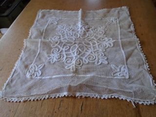 Antique Hand Worked Tape Lace Embroidery Boudoir Cushion Cover