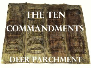 Torah Scroll Bible Vellum Manuscript Fragment 200 Yrs Morocco - Ten Commandments