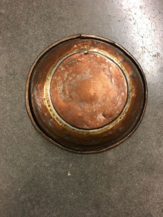 Antique Primitive 12” Hand Hammered Tinned Copper Basin Bowl 3