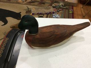 Vintage 1988 Hand Carved Mallard Duck Folk Tormey Onchiota Ny Primitive