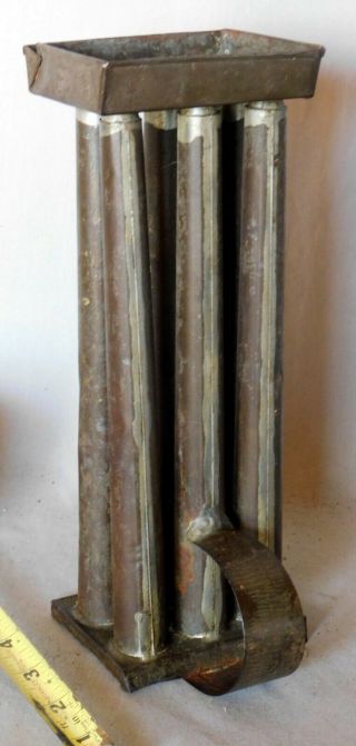Antique Tin Candle Mold Maker 6 Tube Candlestick Footed Colonial 18th 19th C.