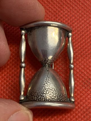 Rare Margot De Taxco Vintage Sterling Silver Hour Glass Brooch