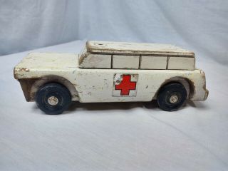 Vintage Primitive Toy Ambulance Hand Made Wood
