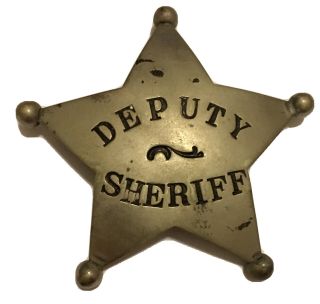 Old West 1890s 1900s Deputy Sheriff 5 Point Star Badge Police Lawman Vintage 3”