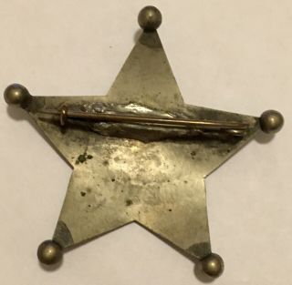 Old West 1890s 1900s Deputy Sheriff 5 Point Star Badge Police Lawman Vintage 3” 2