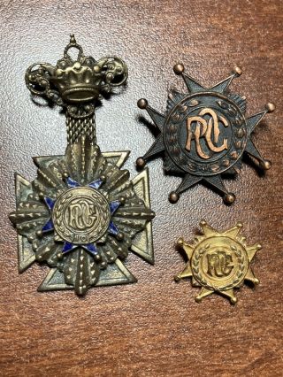 3 Pog Prudential Old Guard Insurance Badge Pins Bronze 14kt Gold
