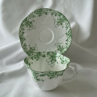 Vintage Shelley " Dainty Green” Daisy Tea Cup & Saucer