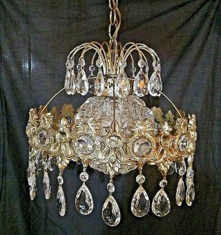 Mid Century Crystal Glass Waterfall Chandelier Lamp Ceiling Light Fixture