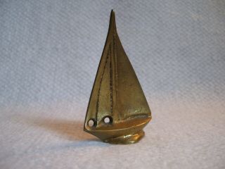 Vintage Miniature Solid Brass Sailboat Figurine Nautical Themed Collectible
