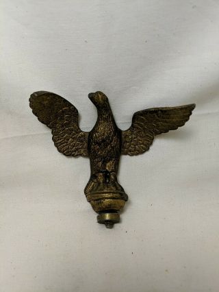 Antique 1800s Brass Bronze American Eagle Flag Topper Statue Figure Vintage 4 "