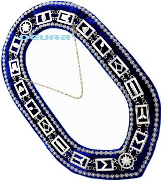 Masonic Regalia Master Mason Deluxe Silver Chain Blue Collar Dmr - 400sbrs