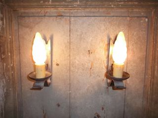 French A Vintage Iron Solid Wall Light Sconces Nicely Detailed