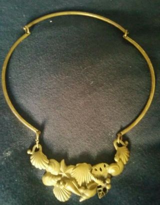 Vintage 1970 Brutalist Attributed Pal Kepenyes Brass Seashell Necklace Modernist