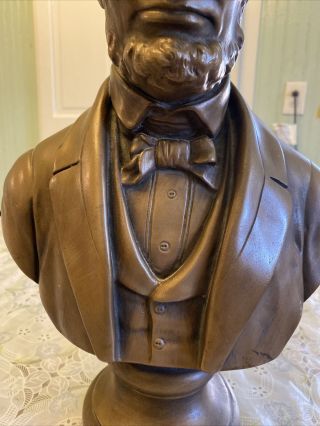 Vintage Abraham Lincoln Bust Statue Faux Bronze 17 