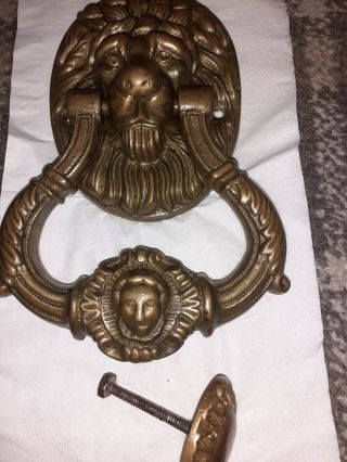Vintage Solid Brass Lions Head Door Knocker