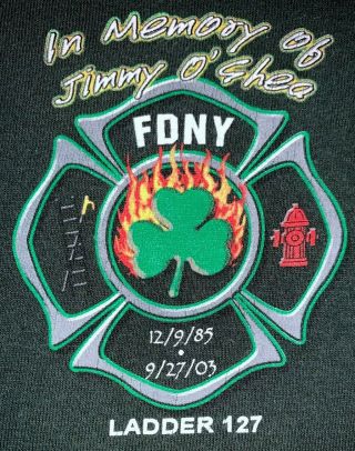 FDNY NYC Fire Department York City T - shirt Sz L Ladder 127 Queens Irish IRE 2
