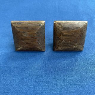 2 Antique Oak Square Wood Drawer Pull Knobs 1 1/2 " With Screws Furniture