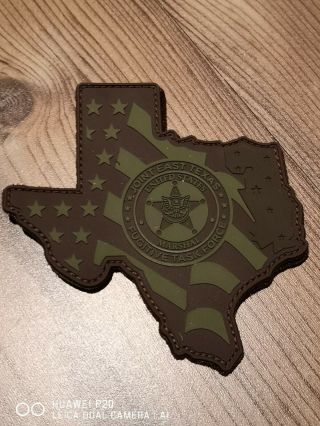 Rare Us Marshal Joint East Texas " Fugitive Task Force " State Shape Pvc Patch