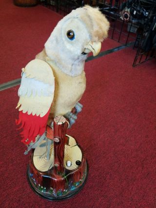 Vintage Marx Pete The Parrot Talking Bird With Moving Wings On Roost 5099 18 "