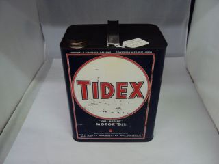 Vintage Advertising Two Gallon Tidex Service Station Oil Can 37 - Q