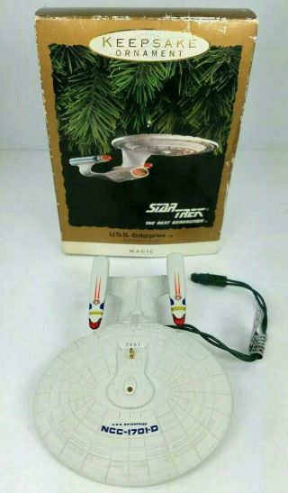 Hallmark Star Trek Next Generation Uss Enterprise Blinking Light Ornament 1993