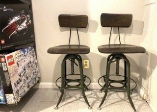 Two Restoration Hardware 1940s Vintage Toledo Bar Chair/stools Great Shape