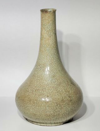 Early Antique Chinese Crackle Glaze Bottle Vase 8 "