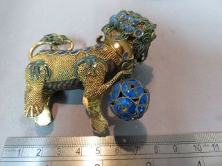 Antique Chinese Silver Gilt & Enamel Foo Dog.  Dog of Fo.  Ref:xaaod 2