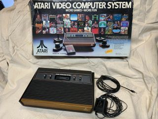 Vintage Atari 2600 Console W/ Controllers,  Games,  Box,  And Rf Switcher -