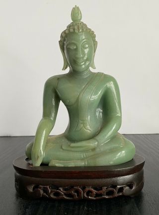 Antique Chinese Jade Carved Buddha Early 20th Century 16 Cm Jadeite