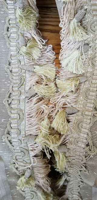 VTG Barkcloth Curtain Panels French Pleated 108L x 75W Fringe Tassel 8 available 2