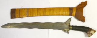 Antique Southern Filipino Moro Kris Sword Mother Pearl And Hard Wood