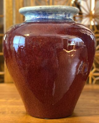 Large Antique Chinese Red Flambe Glaze Langyao Sang De Boeuf Oxblood Vase