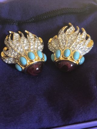 Vtg Elizabeth Liz Taylor Avon Eternal Flame Earrings Signed Jewelry Rhinestones