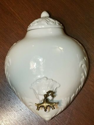 Vintage White Ceramic Wall Mount Water Tank Container From Italy 12 " Approx.