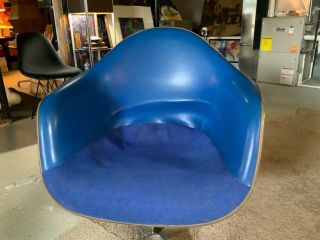 Vintage Blue Eames /herman Miller Naugahyde & Fabric Arm Chair.  Shell Only
