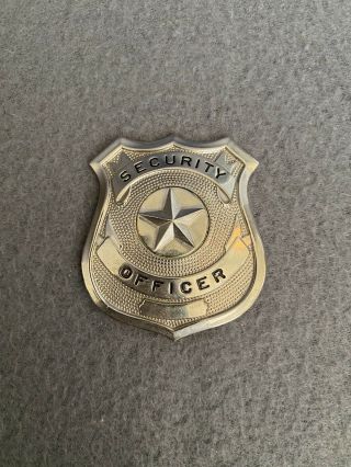 Vintage Silver Tone Security Officer Badge Star Emblem